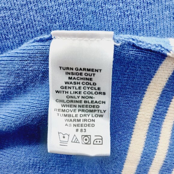 Sweater Blouse Size M Blue Stripe Tie Sailorcore Resort Coastal Grandma Preppy - Picture 12 of 13